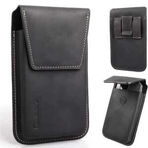 Gentlestache Leather Cell Phone Holster Belt Clip, for iPhone 14 13 Pro Max